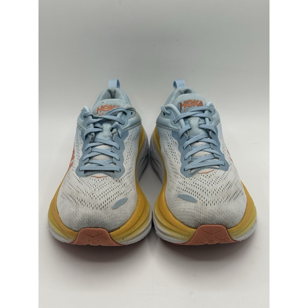Hoka Women's Running One One Bondi 8 Running Shoe 9 B Summer Song Blue Yellow - Picture 2 of 14